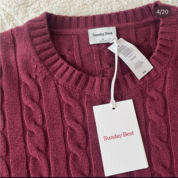 Aritzia❣️Peggy sweater merino wool spiced burgundy - Picture 4 of 8